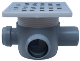 Square Floor Drain with Riser SL 2 Inlets 90/180° Left SP-H75-160-1