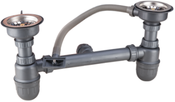 Flexible Sink Siphon with Waste and Double Overflow