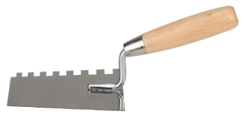 Notched Stainless Steel Trowel with Wooden Handle